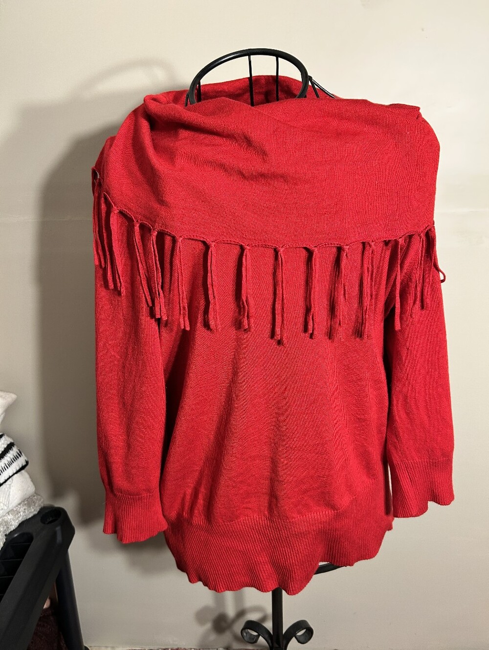 size extra large red cowl neck knit  casual dress shirt womens sweater